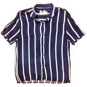 Topman Striped Short Sleeve Button Down
